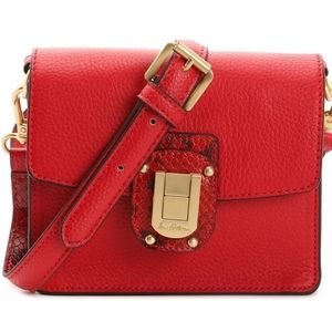 Sam Edelman HADLEE Red Leather Snakeskin Mini Crossbody Purse Bag